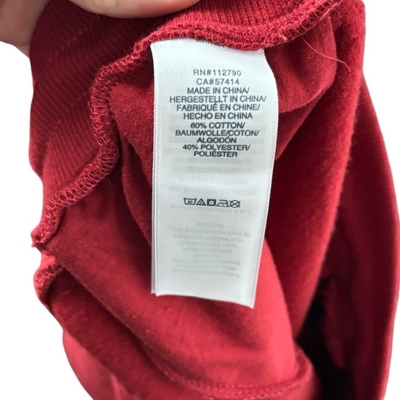 TRUE RELIGION RED DAHLIA HS FOIL LOGO FLEECE HIGH WAIST SWEAT SHORT - Picture 11 of 12